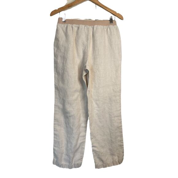 Coldwater Creek Women's Ribbed Knit Waistband Linen Pants Size 10 Petite Cream - Picture 5 of 8